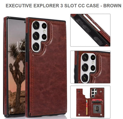 Executive Explorer 3 SlotCC Mobile Case for Samsung S23Ultra-Brown-Free Shipping