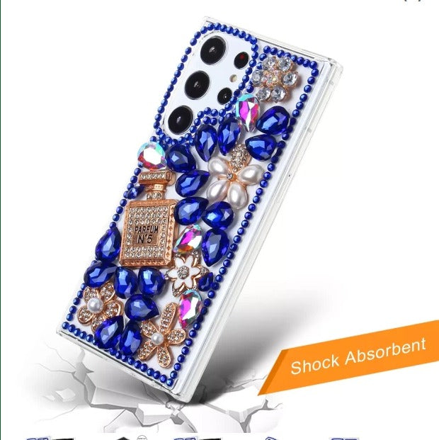 Luxotik Floral Perfume Mobile Cover For Samsung S23Ultra -Dark Blue-Get Free Shipping Today !