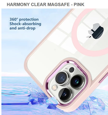 HARMONY CLEAR MEGASAFE Mobile Cover for Iphone 15Pro Max-Pink-Free Shipping