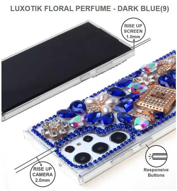 Luxotik Floral Perfume Mobile Cover For Samsung S23Ultra -Dark Blue-Get Free Shipping Today !