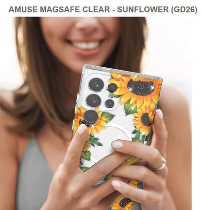 Amuse Meagsafe Clear Mobile Cover For Samsung S24Ultra-Sun Flower