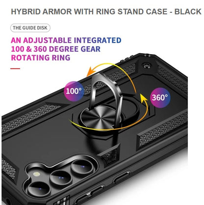 Hybrid Armor With Ring Stand Mobile Case For Samsung S23FE-Black