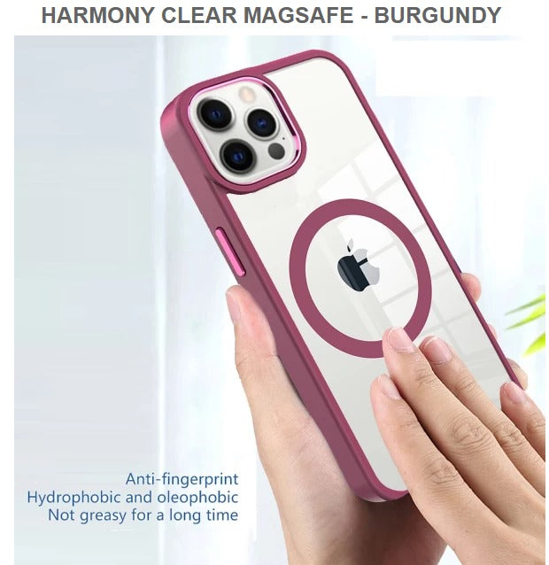 HARMONY CLEAR MEGASAFE Mobile Cover for Iphone 12&12 Pro -BURGUNDY-Free Shipping