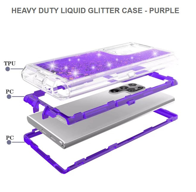 Heavy Duty Liquid Glitter Mobile Cover For Samsung S23Plus-Purple