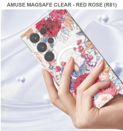 Amuse Meagsafe Clear Mobile Cover For Samsung S24Ultra-Red Rose