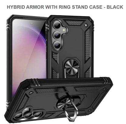 Hybrid Armor With Ring Stand Mobile Case For Samsung S23FE-Black