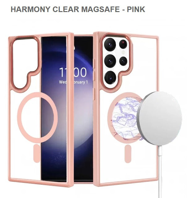 Harmony Clear Megasafe Mobile Cover For Samsung S24Ultra -Pink