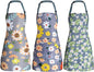 Apron for Women with Pockets, Adjustable Waterproof Floral Chef Aprons for Kitchen, Gardening, Cooking, BBQ or Baking