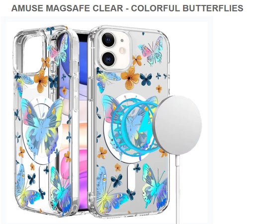 Amuse Megasafe Clear Mobile Case for Iphone 11 & 11Pro-Colorful Butterfly