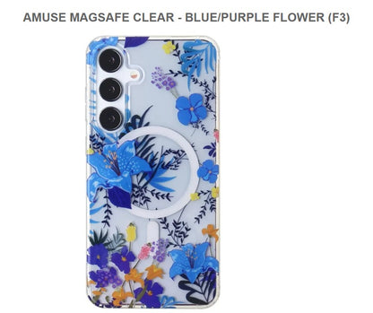 Amuse Megasafe Clear Mobile Cover For Samsung S24-Blue Purple Flowers