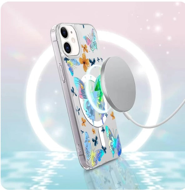 Amuse Megasafe Clear Mobile Case for Iphone 11 & 11Pro-Colorful Butterfly