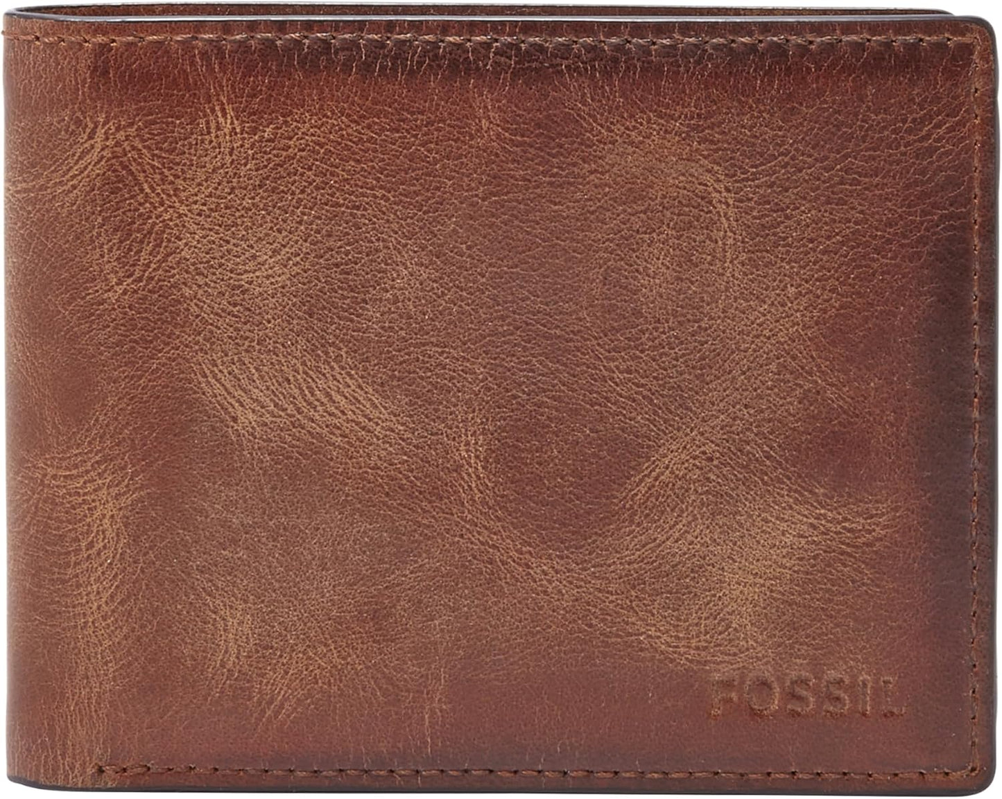 Fossil Men's Derrick Leather RFID-Blocking Bifold with Flip ID Wallet, Brown, (Model: ML3681200)