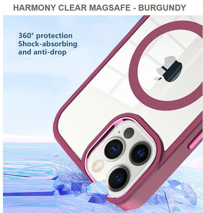 HARMONY CLEAR MEGASAFE Mobile Cover for Iphone 12&12 Pro -BURGUNDY-Free Shipping