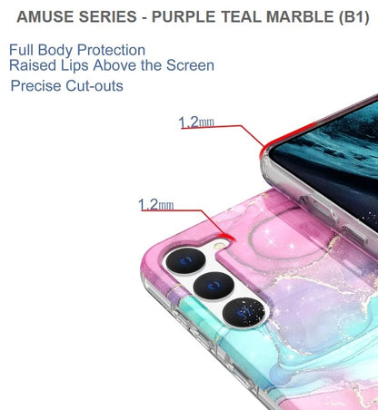 Amuse Series Mobile Cover For Samsung S23Plus -Purple Teal Marble