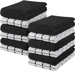 Utopia Towels Kitchen Towels, 15 x 25 Inches, 100% Ring Spun Cotton Super Soft and Absorbent Black Dish Towels, Tea Towels and Bar Towels, (Pack of 12)