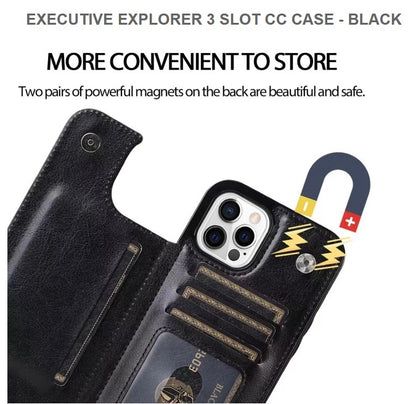 EXECUTIVE EXPLORER 3 SLOT CC CASE for 1Phone 15 Pro Max-Black-Get Free Shipping