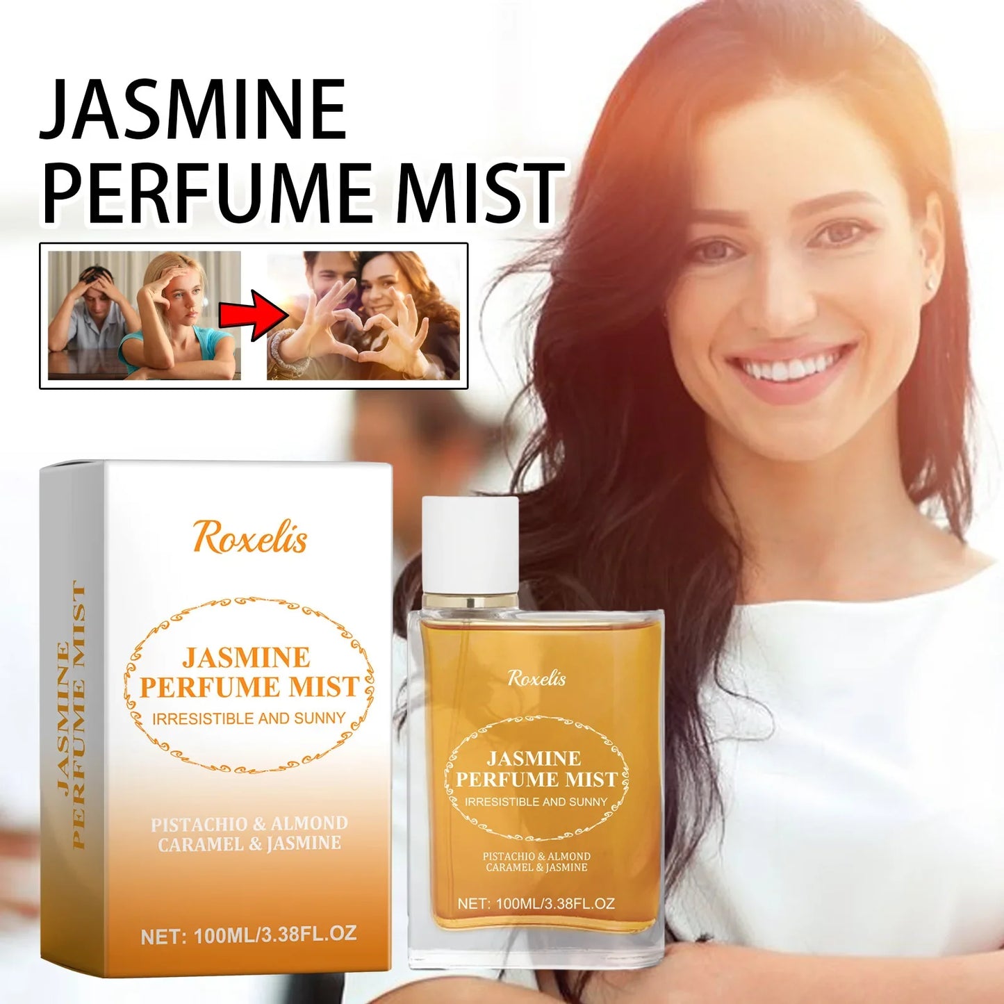 Roxelis 100ml Jasmine Light Fragrance Perfume Spray/Balm Brazilian Scent Lasting Floral Aroma Deodorant Dating Charming Perfume