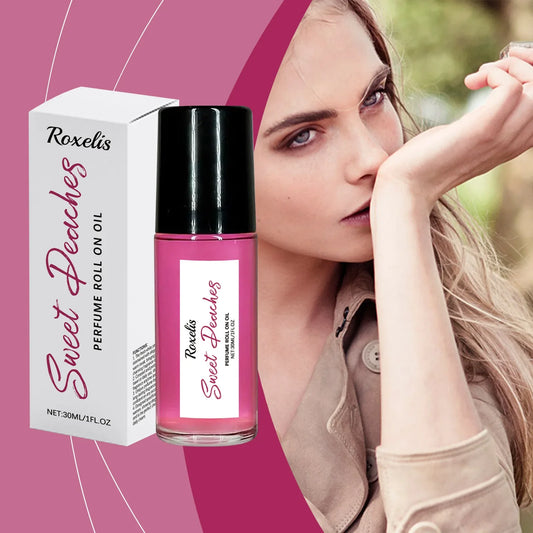 Roxelis 30ml Pheromone Perfume Roller Ball Long Lasting Peach Fragrance Oil Armpit Odor Remover Dating Scent Charming Perfume