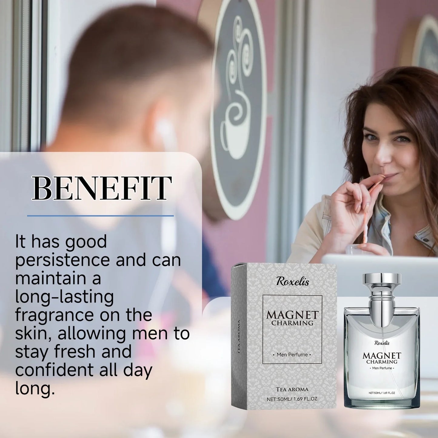 Roxelis 50ml Magnet Charming Men Perfume Tea Aroma Bergamot Lasting Fragrance Pheromone Dating Flirting Glamour Release Perfume