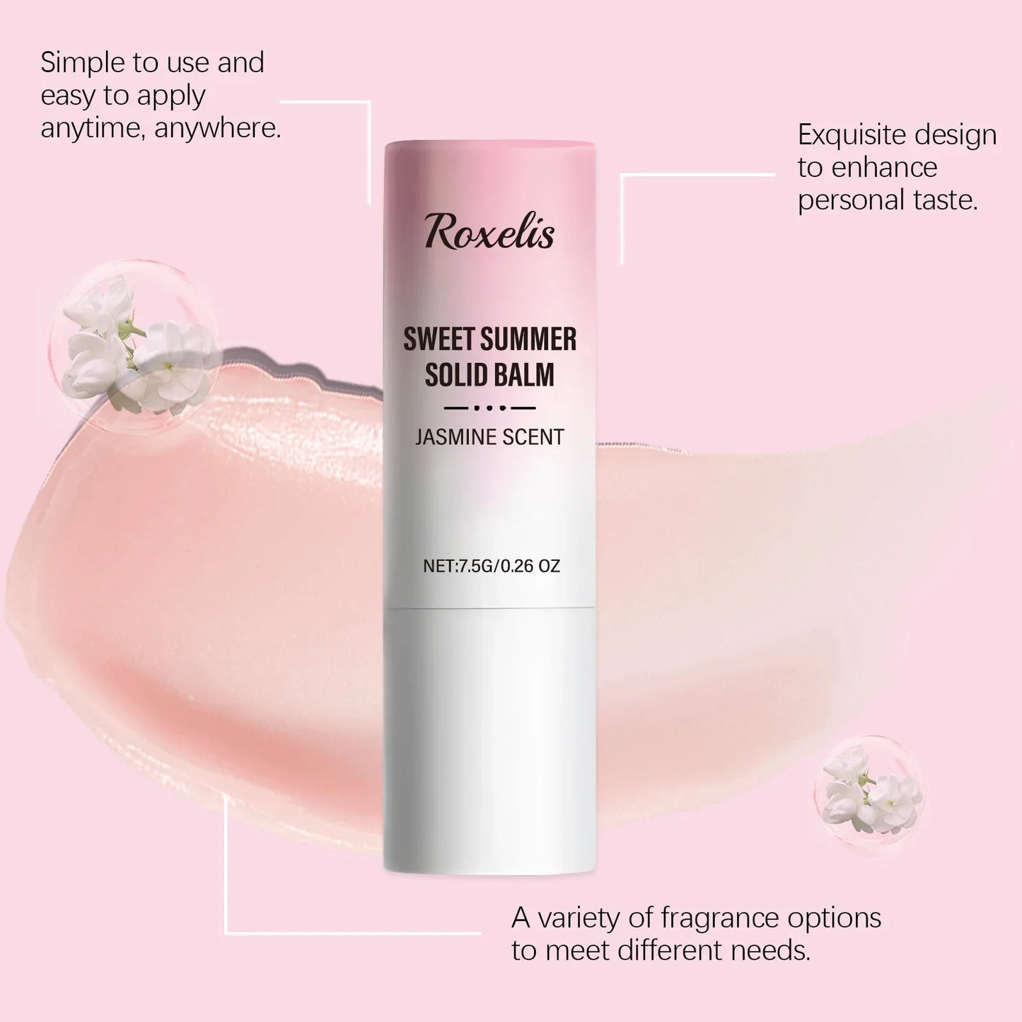 Roxelis 100ml Jasmine Light Fragrance Perfume Spray/Balm Brazilian Scent Lasting Floral Aroma Deodorant Dating Charming Perfume