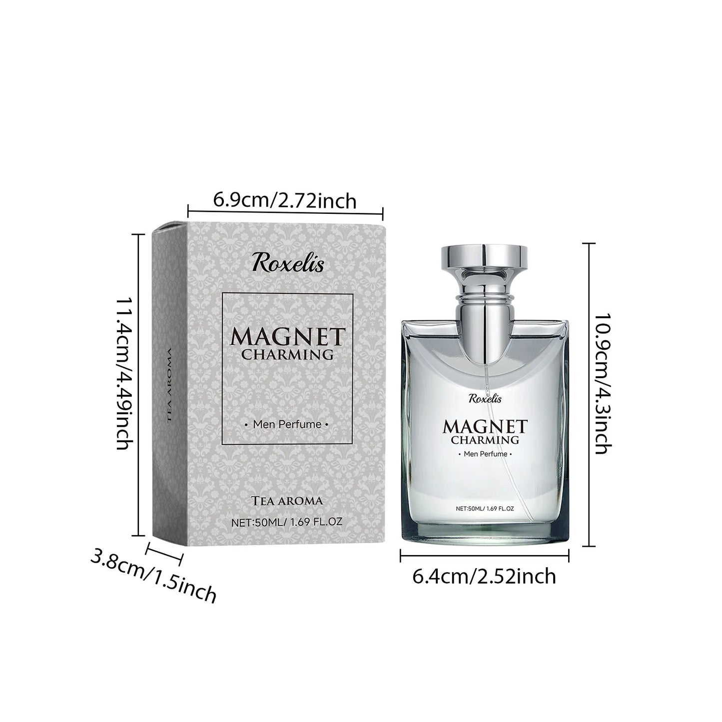 Roxelis 50ml Magnet Charming Men Perfume Tea Aroma Bergamot Lasting Fragrance Pheromone Dating Flirting Glamour Release Perfume