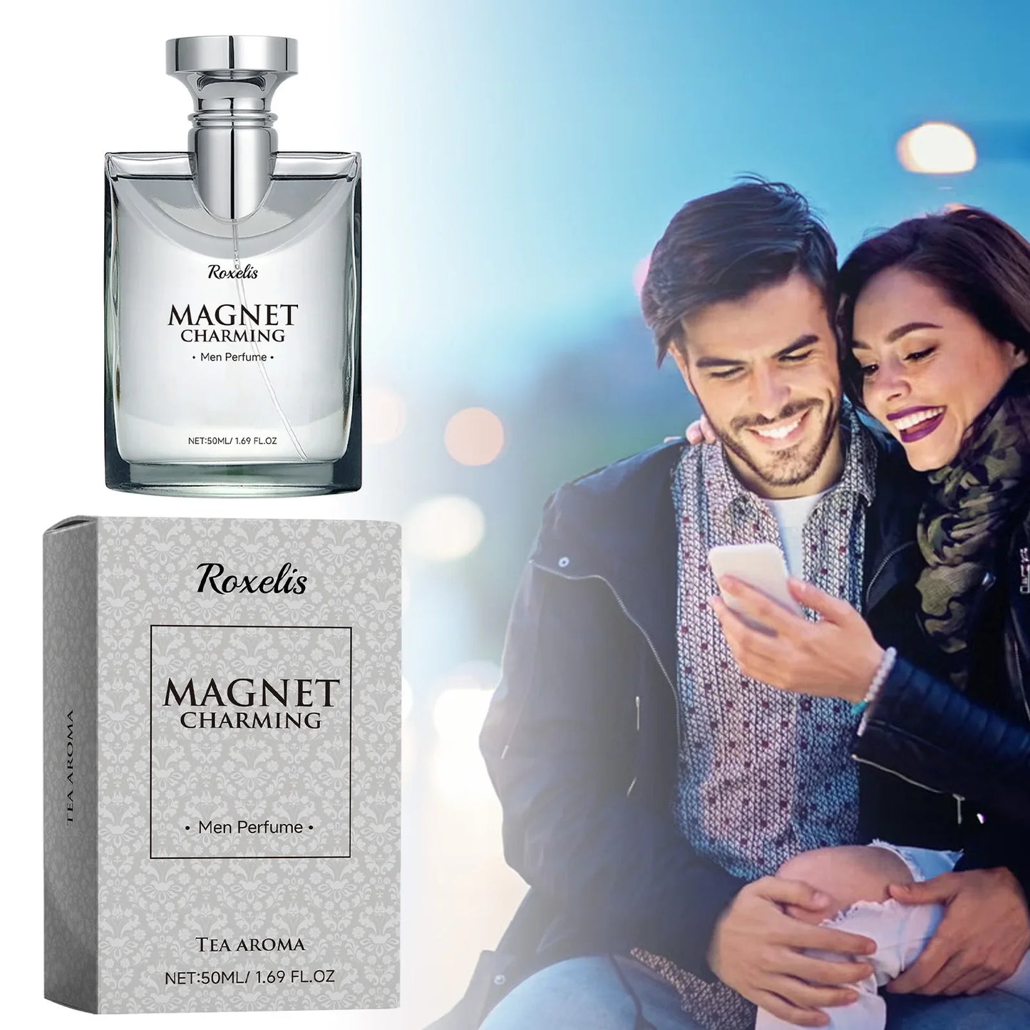 Roxelis 50ml Magnet Charming Men Perfume Tea Aroma Bergamot Lasting Fragrance Pheromone Dating Flirting Glamour Release Perfume