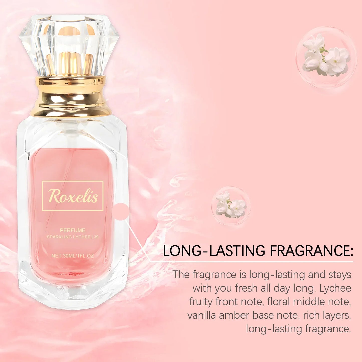 Roxelis 30ml Lychee Floral Scent Perfume Spray Charming Flirting Dating Light Fragrance Attract Floral Scent Pheromone Perfume