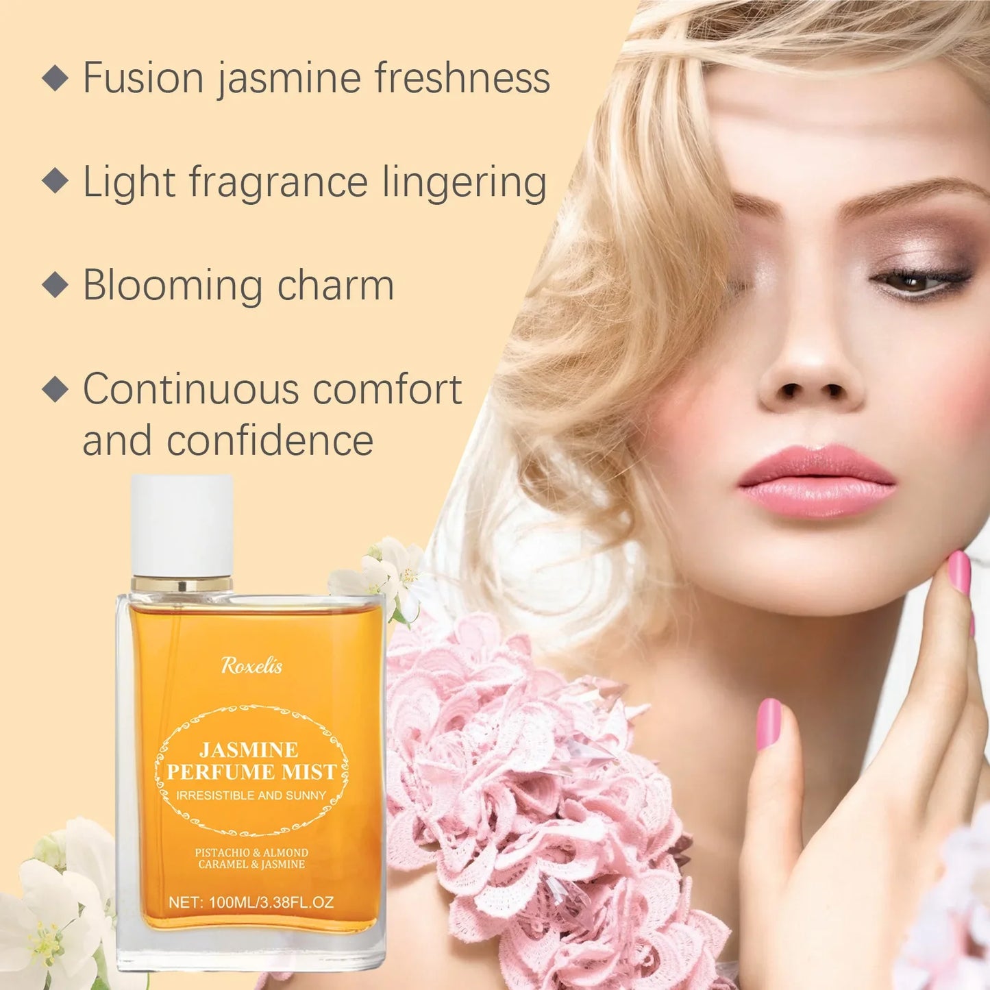 Roxelis 100ml Jasmine Light Fragrance Perfume Spray/Balm Brazilian Scent Lasting Floral Aroma Deodorant Dating Charming Perfume