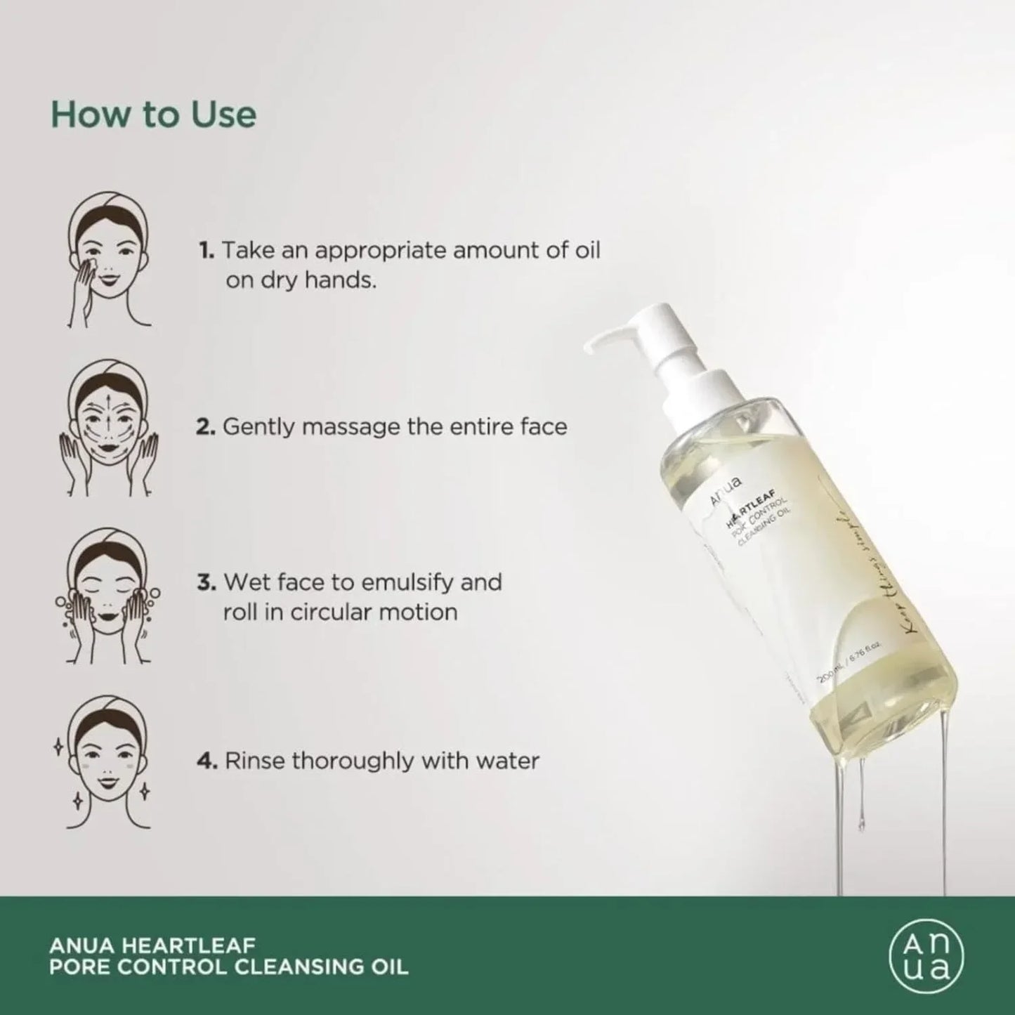 ANUA korean skin care  Control Cleansing Oil Facial Oil Cleanser Makeup Remover Blackhead Remover Korean Skincare 200ml Original