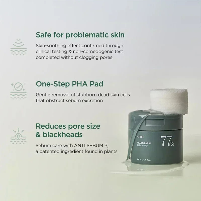 Korean Anua Skincare Products Heartleaf 77% Toner Pads Deep Cleaning Cleanser Fade Fine Lines Cream Peach Nicotinamide Essence