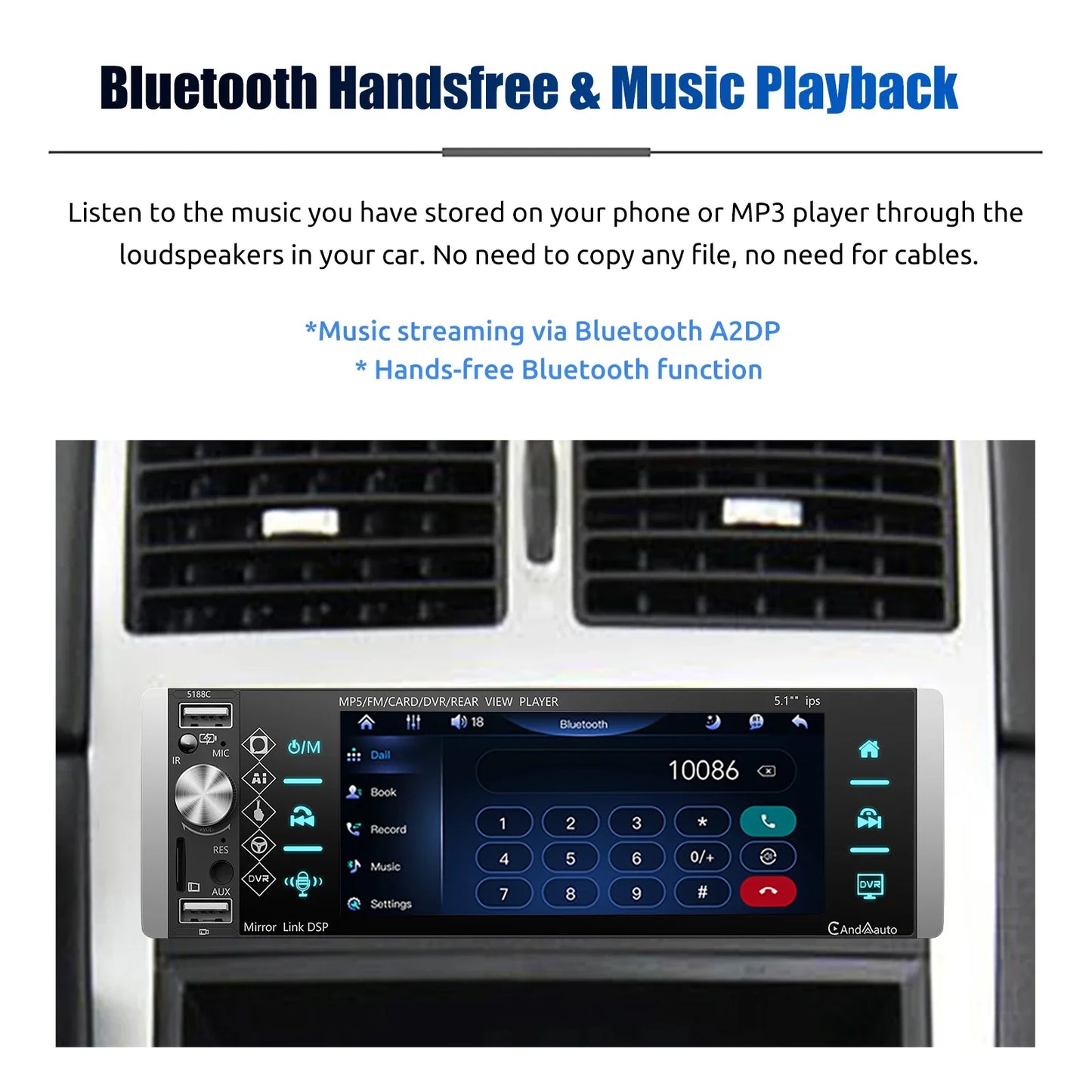 ESSGOO Single DIN Car Stereo Head Unit Wireless Carplay Android Auto 5" HD Touch Screen Bluetooth USB AUX-IN TF FM MP5 Player