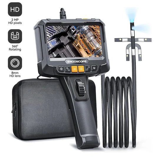 5inch Two-Way 360° Articulating Borescope 1080P Camera with 8LEDS 8.5mm Waterproof Probe industrial inspection visual probe