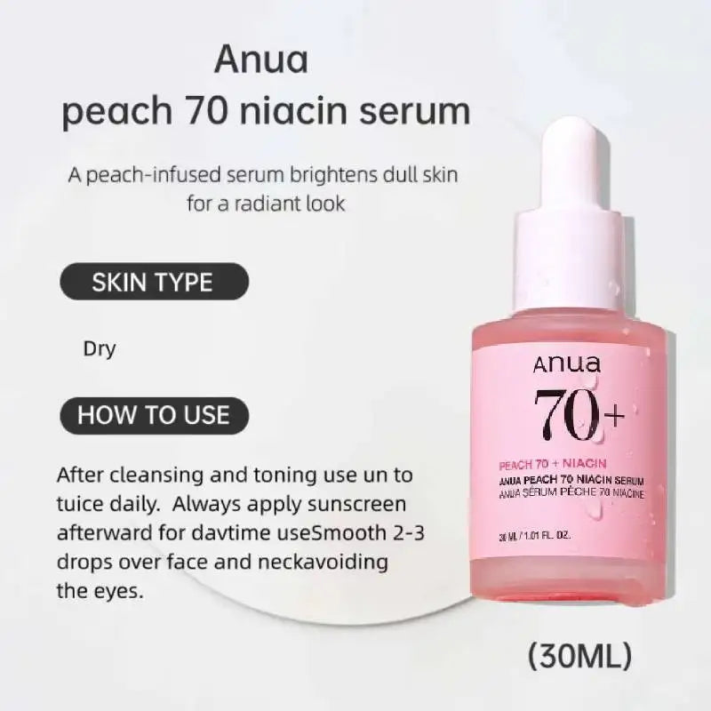 Anua Skincare Products 70% Nicotinamide Essence Black Spot Serum Lemon Vitamin C and Peach Essence 30ml Korean Skin Care