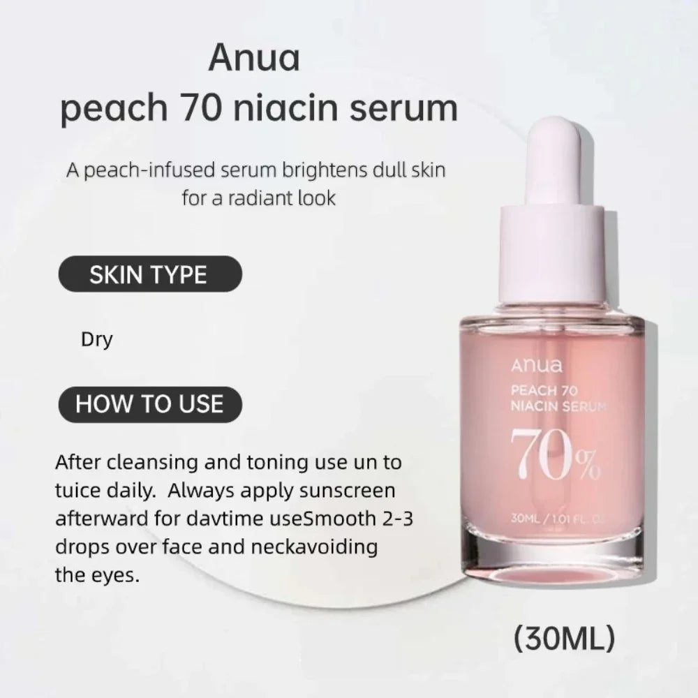 Anua Skincare Products 70% Nicotinamide Essence Black Spot Serum Lemon Vitamin C and Peach Essence 30ml Korean Skin Care