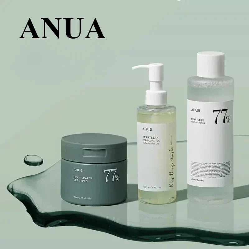 Anua Heartleaf 77 Face Acne Toner Cleaning Oil and 77 Toner Pads Face Pore Care Beauty Products Daily moisturizer Skincare Set