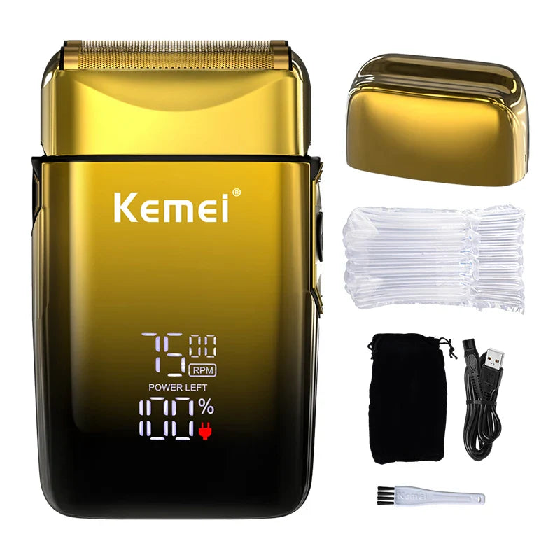 Kemei TX10 New Electric Shaver with LED Display Screen Rechargeable Hair Beard Razor Bald Head Shaving for Men