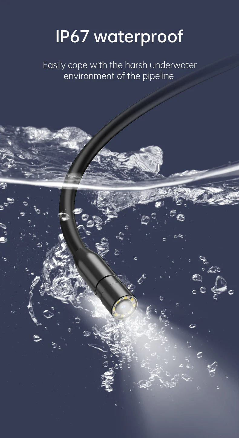 4.3IPS Screen, Industrial Endoscope, IP67 Waterproof LED Camera HD1080P Pipe, Sewer Car Inspection, Endoscope