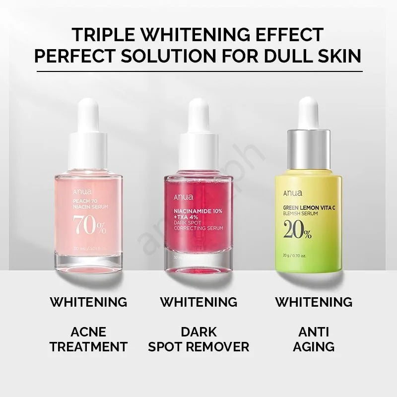 Anua Skincare Products 70% Nicotinamide Essence Black Spot Serum Lemon Vitamin C and Peach Essence 30ml Korean Skin Care