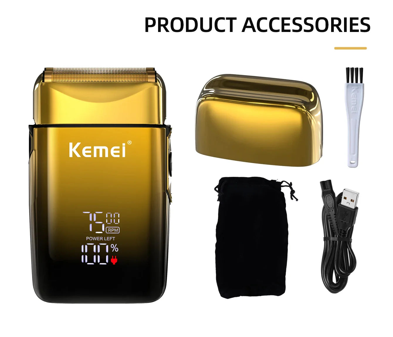 Kemei TX10 New Electric Shaver with LED Display Screen Rechargeable Hair Beard Razor Bald Head Shaving for Men