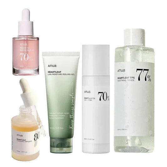 Korean Anua Skincare Products Heartleaf 77% Toner Pads Deep Cleaning Cleanser Fade Fine Lines Cream Peach Nicotinamide Essence