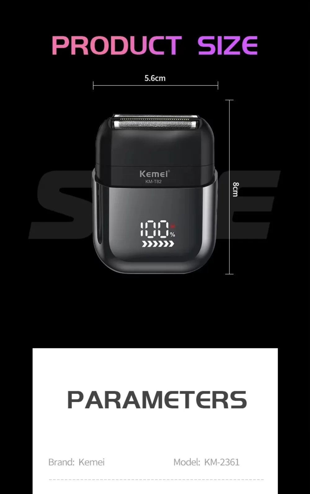 Kemei KM-T82 Usb Reciprocating Electric Shaver Washable Digital Display Professional Electric Portable Travel beard trimmer