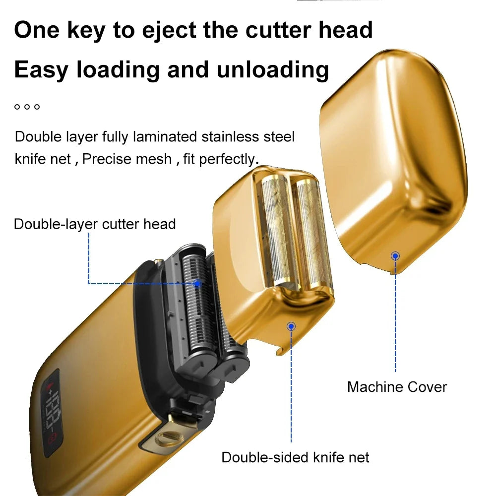 Hot Sale Kemei Km-Tx3 2021new design Anti Pinch Hair Product Electric Gold Metal Body Shaving Usb Charging Reciprocating Shaver