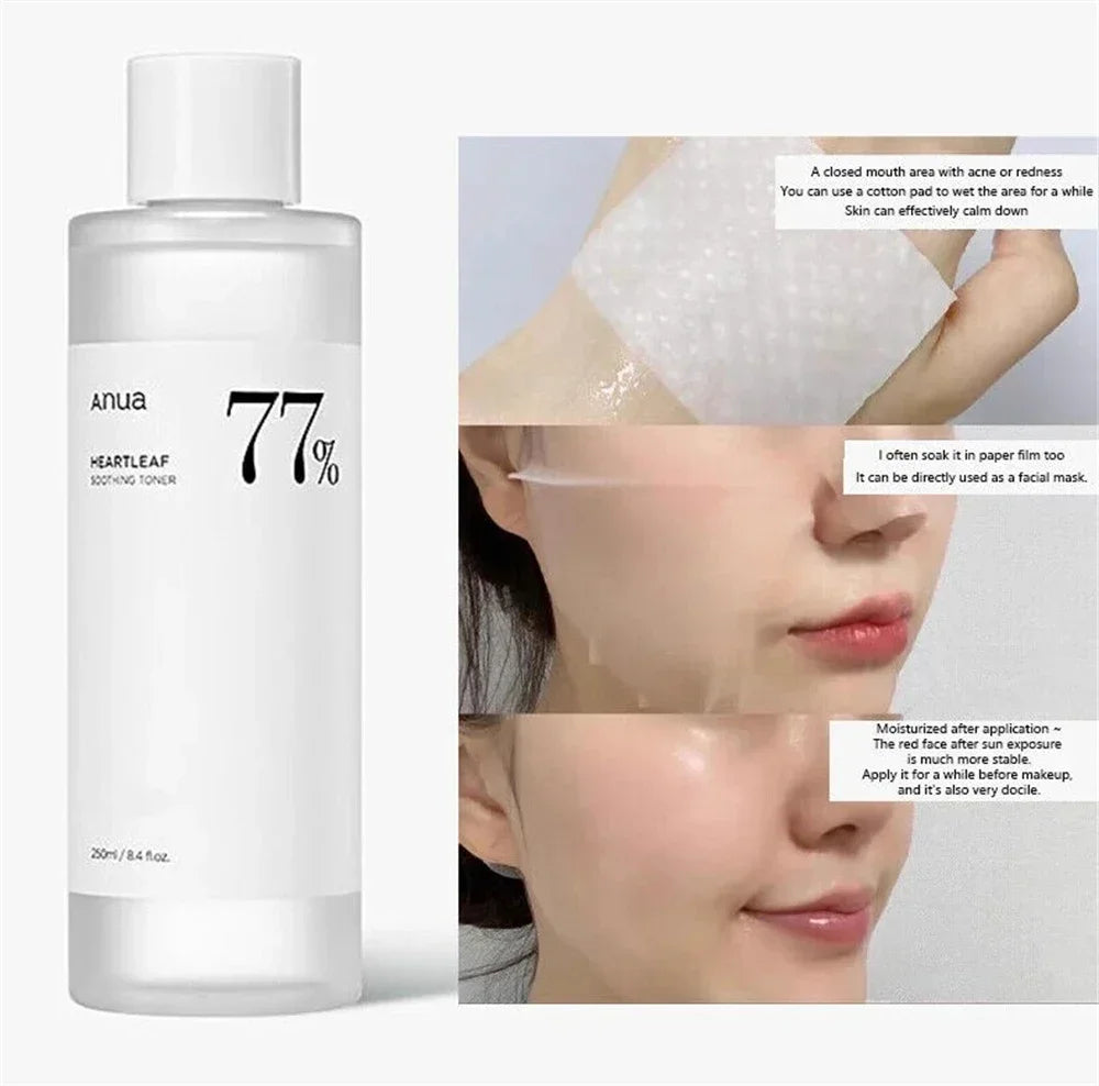 Anua Korean Skin Care Heartleaf 77% Moisturizing Toner Makeup Remover Lotion Blackhead Moisturizing Oil Control Deep Cleansing