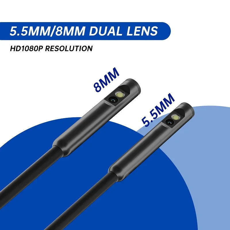 5''IPS Screen Industrial Endoscope Camera 1-15M HD1080P Single Dual Triple Lens HD1920 5.0MP Autofocus Pipe Inspection Borescope