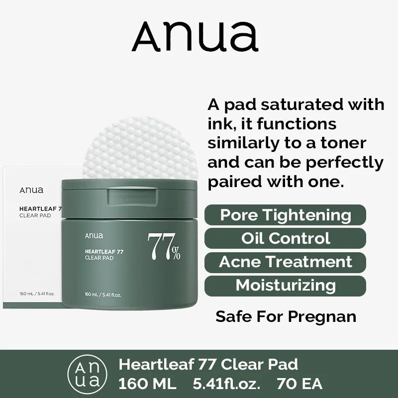 Anua Heartleaf 77 Face Acne Toner Cleaning Oil and 77 Toner Pads Face Pore Care Beauty Products Daily moisturizer Skincare Set