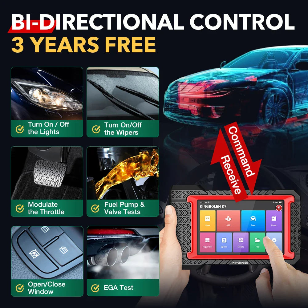 KINGBOLEN K7 ALL System Diagnostic Tool ECU Coding Active Test AF Reset 28 Resets 3 Years Free PK MK808 LAUNCH X431 CRP919E