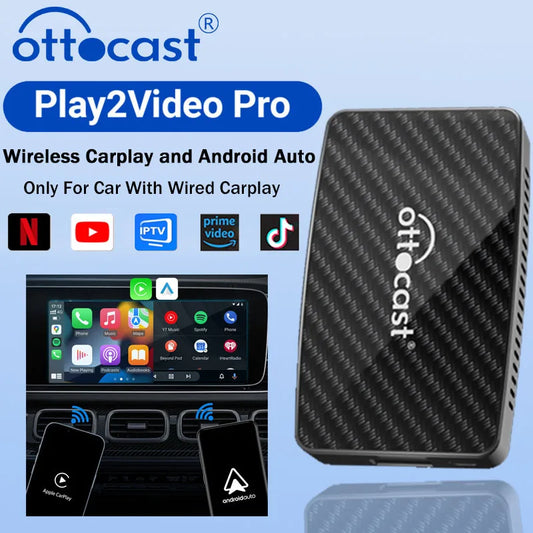 OTTOCAST Play2Video Pro Wireless CarPlay Android Auto Adapter Built in Youtube Netflix IPTV TikTokCar Accessories for Kia Toyota