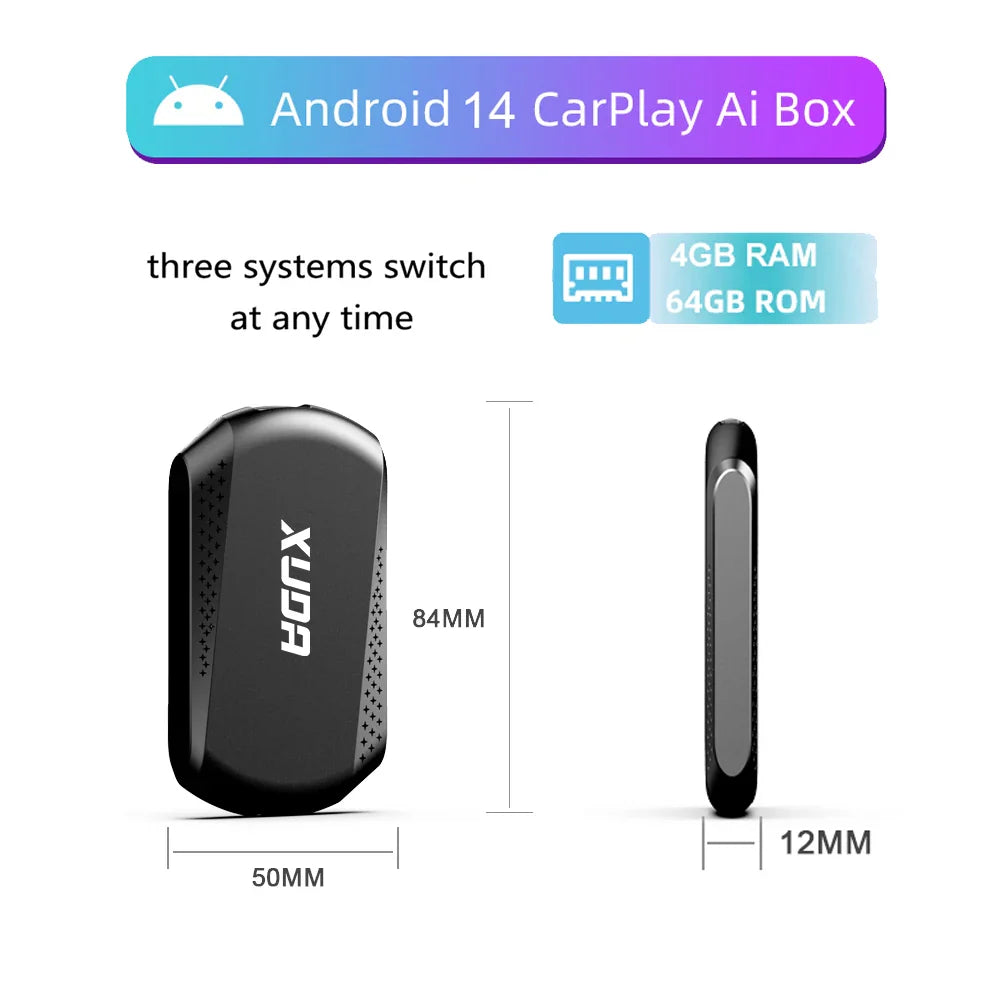 Acodo 2025 Android 14 3In1 CarPlay Ai Box Wireless Android Auto USB Adapter For Youtube Netflix Universal TV Box Plug And Play