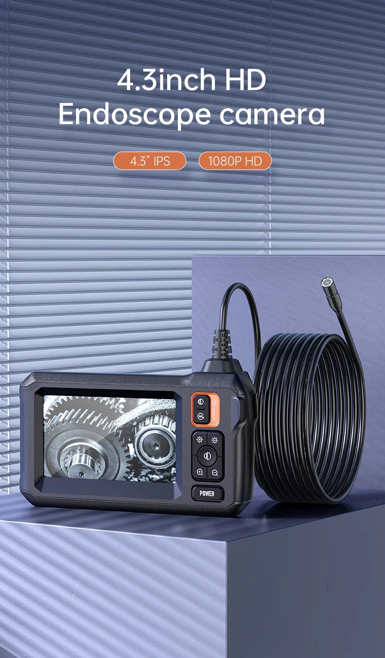 4.3IPS Screen, Industrial Endoscope, IP67 Waterproof LED Camera HD1080P Pipe, Sewer Car Inspection, Endoscope