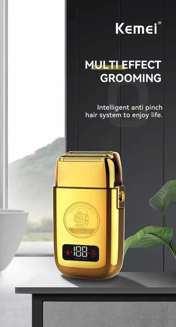 Hot Sale Kemei Km-Tx3 2021new design Anti Pinch Hair Product Electric Gold Metal Body Shaving Usb Charging Reciprocating Shaver